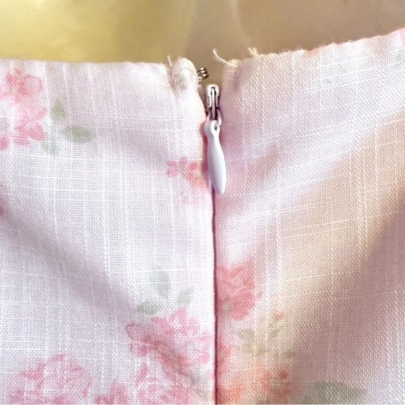 Francesca’s Romantic Pink Floral Tiered Midi Dress Tie Shoulder Bows Size M - Picture 7 of 13